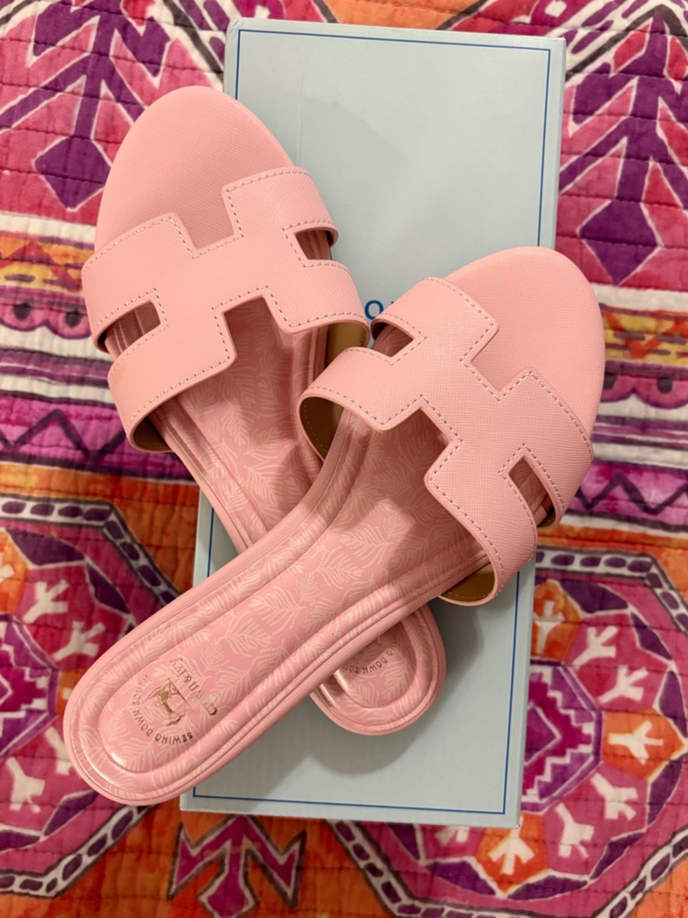 Pink sewing down south sandals 7.5